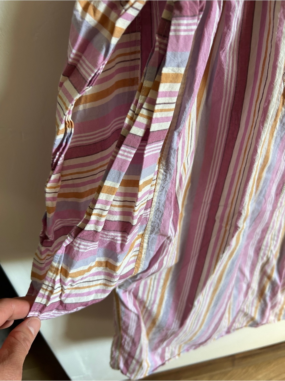 Isabel Marant Striped Pink, Yellow & White Cotton Puff-Sleeve Blouse - Picture 3 of 10